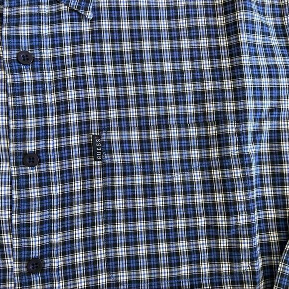 Guess Blue Plaid Button Up Top - Picture 3 of 3